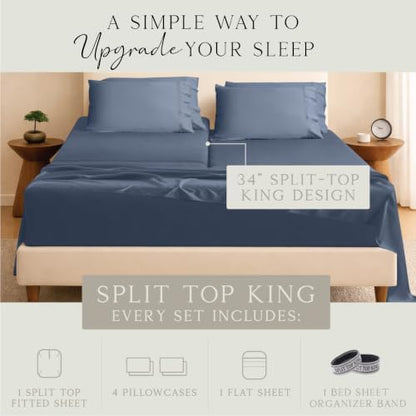 KARISSA MAE 6 Piece Luxury Bamboo Viscose 34" Split Top King Size Sheet Set