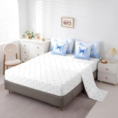 Feelyou Butterfly Twin Comforter Set with Sheets for Kids Boys Girls Dreamy