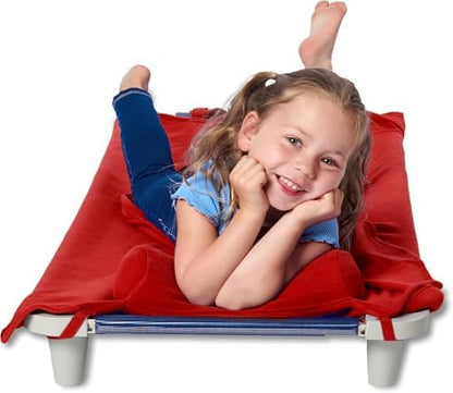 ROLLEE POLLEE Nap Sac Roll Up Napping Blanket with Attached Pillow for Preschool/Daycare, Super Soft with Elastic Straps, Fits Most Mats and Cots