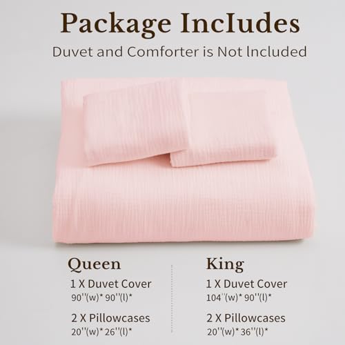 MEISHANG Muslin Duvet Cover King Size - 100% Organic Cotton