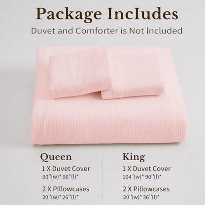 MEISHANG Muslin Duvet Cover King Size - 100% Organic Cotton