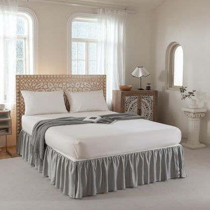 Bed Skirt Queen Size Ruffled Bed Skirt with Split Corners, 18 Inch Drop
