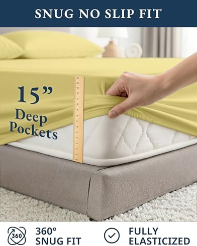 LANE LINEN Queen Size Bed Sheets 100% Organic Cotton Soft 4pc - Cocoon