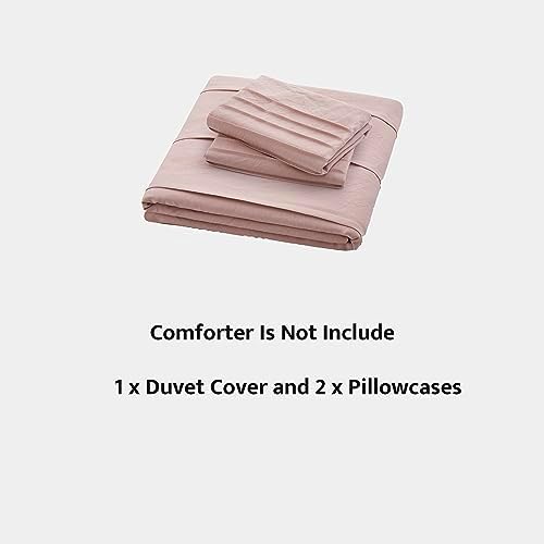 Oli Anderson 3PCS Pleated Duvet Cover Set, Misty Rose, King