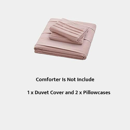 Oli Anderson 3PCS Pleated Duvet Cover Set, Misty Rose, King