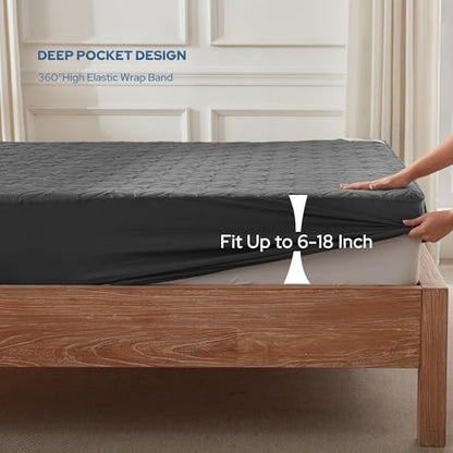 2 Pack Waterproof Mattress Protector Queen Size, Deep Pocket Fit, Washable