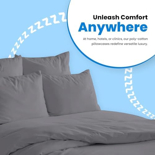 Avalon Bedding Pillow Cases Standard Size Grey Pillow Cases Set of 24 Cotton Blend 200 TC Soft & Breathable Perfect for Home & Hospital, Hotel Quality Queen Pillow Protectors 30x20 Inches
