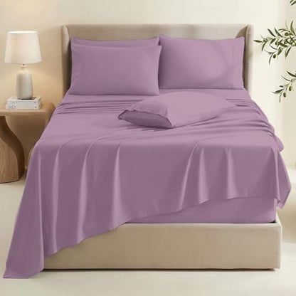 Hearth & Harbor Extra Deep Pocket Sheets - Fits Mattress 18-24 Inches Deep - Extra Deep Pocket California King Size - 6 Piece Cal King Sheets - Cal King, Lavender Dream