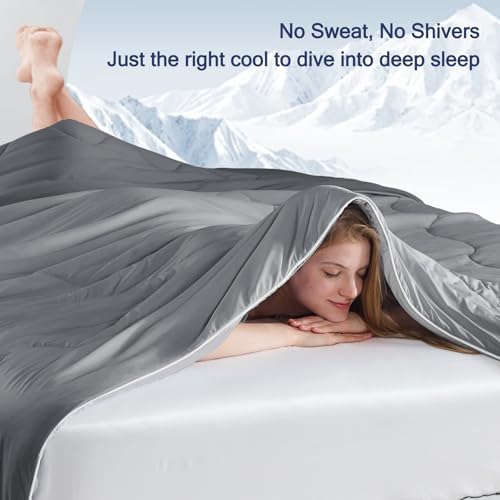 Vielit Cooling Comforter Queen Size for Hot Sleepers & Night Sweats, Luxury Lightweight Cooling Blanket, Soft Dual-Sided Breathable Summer Comforter,Q-Max>0.425,Machinewashable,90x90,Grey