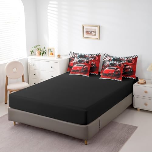 Feelyou Race Car Bed Set for Boys Girls Twin Size Speed Sports Car 7 Pieces