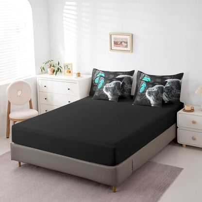 Feelyou Cute Cat Comforter Set 7 Pieces Twin Size Butterfly Bedding Set for Boys Girls Kawaii Pet Kitten Bed in a Bag with Comforter, Sheets, Pillowcases & Cushion Covers