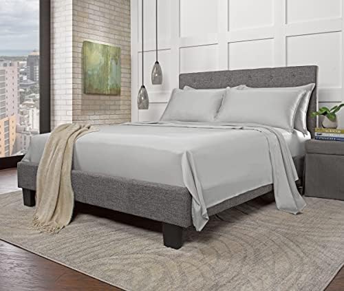 Stylinen 100% Organic Eucalyptus Bed Sheets King Size 4 Piece Set, Tencel Lyocell, Silky Soft & Smooth, Breathable, 16 Inch Deep Pockets, 1 Fitted, 1 Flat, 2 Pillowcases (King, Silver Pearl)