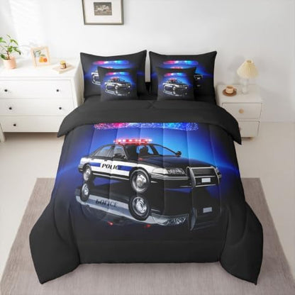 Feelyou Kids Police Car Comforter Set with Sheets 7 Piece Twin Size