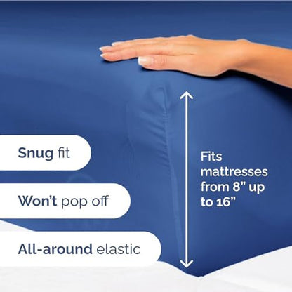 Full Size 4 Piece Sheet Set - Ultra Soft & Cooling Bed Sheets - Cobalt Blue
