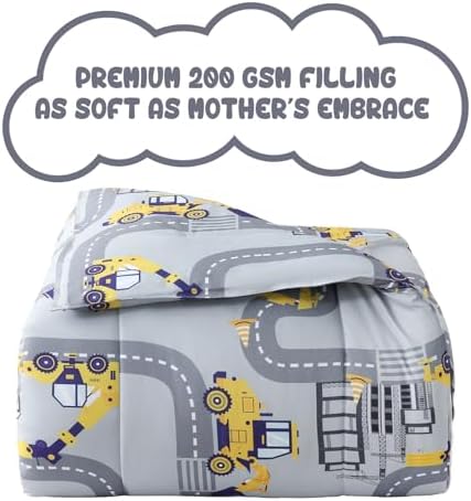 Yibeizi Truck Full Comforter for Boys Cute Grey Car Bedding Set