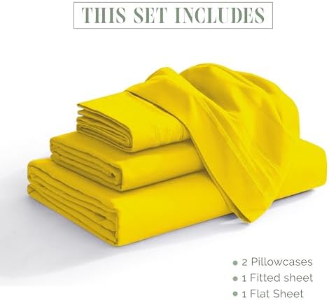 Elegant Comfort Luxury 4-Piece Bed Sheet Set - Luxury Bedding 1500 Premium Hotel Quality Microfiber, Wrinkle Resistant Cool & Breathable, Easy Elastic Fitted, Twin/Twin XL, Yellow