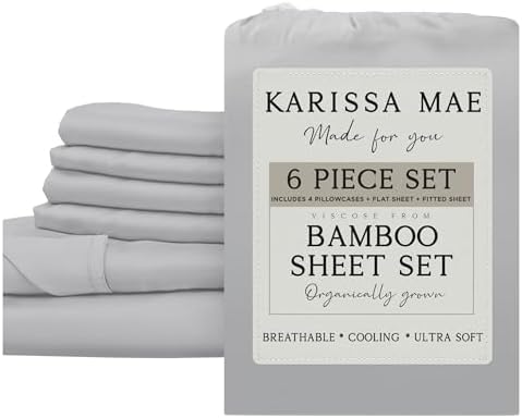 KARISSA MAE 6 Piece Luxury Bamboo Viscose 34" Split Top King Size Sheet Set
