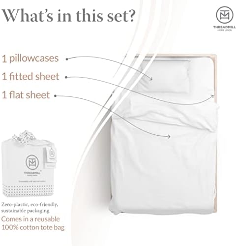 Threadmill 500 Thread Count Cotton Twin Sheet Set, Sateen, White, 3-Pack