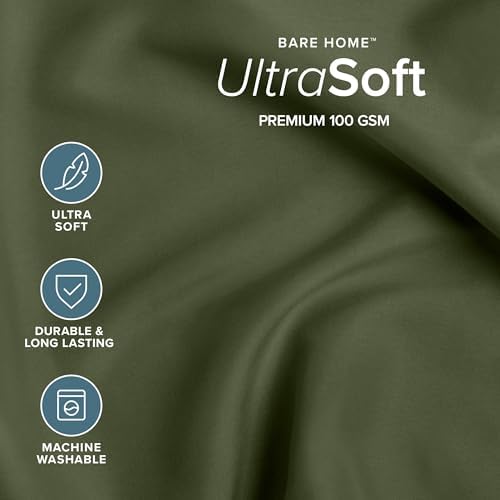 Bare Home Bed-in-A-Bag 7 Piece Comforter & Sheet Set - Full - Goose Down Alternative - Ultra-Soft 1800 Premium - Bedding Set (Full, Cypress/Cypress)