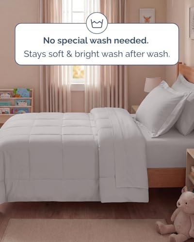 Twin Comforter Set - 5 Piece Bed in a Bag Twin Size Bed Set - Light Grey
