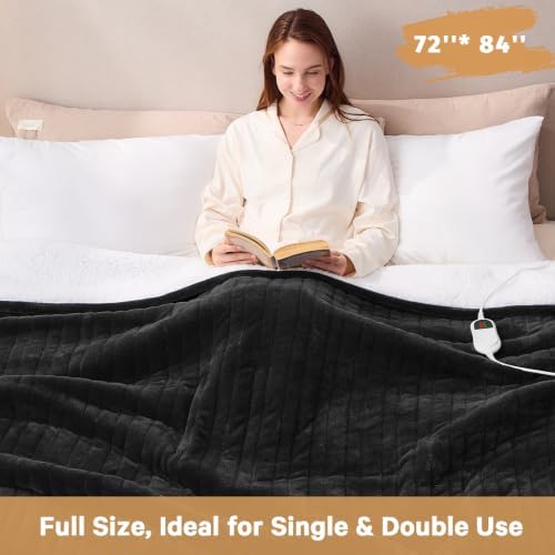 Heated Electric Blanket Full Size, Heating Blanket,72" x 84", Ebony