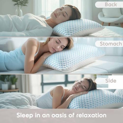 Nestl Cooling Pillow for Sleeping 4 Pack, Luxury Shredded Memory Foam Pillows Standard Size, Adjustable Cold Gel Pillows for Hot Sleepers Supportive Cool Pillow for Side Back Stomach Sleepers