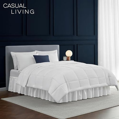 Casual Living Cal King Bed Skirt, Ruffled Wrap-Around, 15" Drop, White