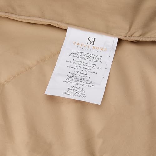 Sweet Home Collection 7 Piece Comforter Set Bag Solid Color All Season Soft Down Alternative Blanket & Luxurious Microfiber Bed Sheets, Taupe, Full