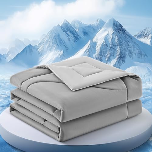 Cooling Comforter Queen Size for Hot Sleepers，80″x90″, Light Grey