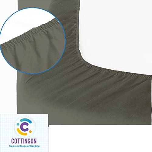 1 PC Cot Size 25" x 75" Fitted Sheet Only, 100% Egyptian Cotton, Stone Grey