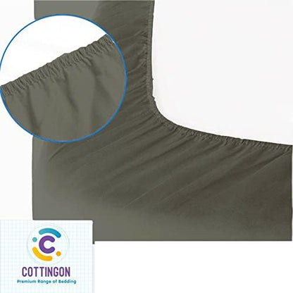 1 PC Cot Size 25" x 75" Fitted Sheet Only, 100% Egyptian Cotton, Stone Grey