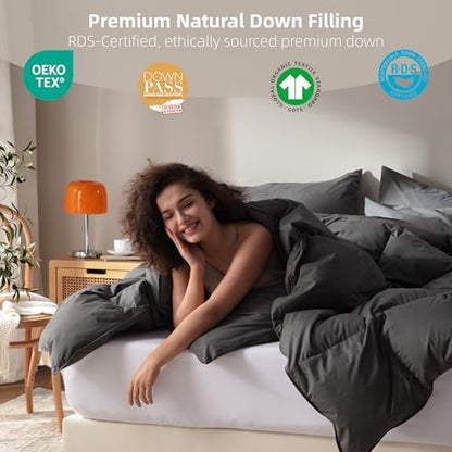 Goose Feather Down Comforter California King,Organic Cotton Duvet Insert