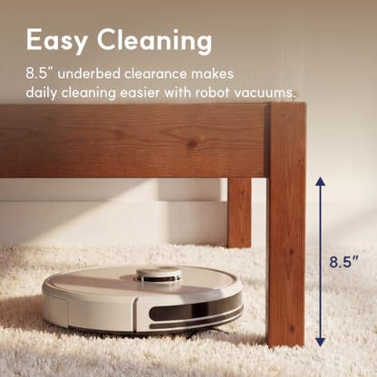 LIFEMENT Twin Bed Frame Classic Wood Platform, Noise Free, Under Bed Storage, No Box Spring Needed, Easy Assembly, Natural Walnut
