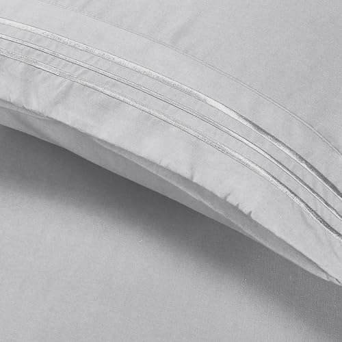 Elegant Comfort Luxury 4-Piece Bed Sheet Set - Luxury Bedding 1500 Premium Hotel Quality Microfiber, Wrinkle Resistant Cool & Breathable, Easy Elastic Fitted, California King, Silver Grey