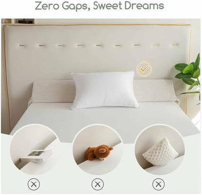 HIGOGOGO Queen Size Wedge Pillow for Headboard Gap - Multi Functional Mattress Wedge Bed Gap Filler Close The Gap (0-7") Between Your Mattress and Headboard or Wall (Beige, 60"x9"x7")