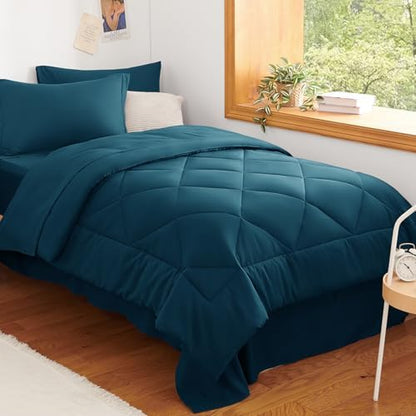 CozyLux Twin XL Comforter Set 68"x88" Lyons Blue - 5 Piece Bed in a Bag