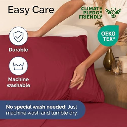 King Size 4 Piece Sheet Set - Ultra Soft & Cooling Sheets - Berry