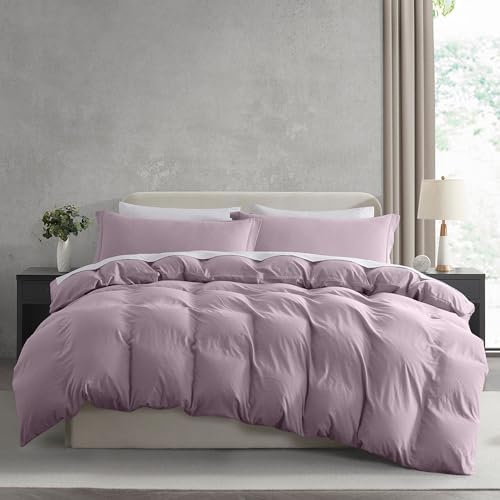 Hearth & Harbor Prewashed California King Duvet Cover Set, Dusty Purple