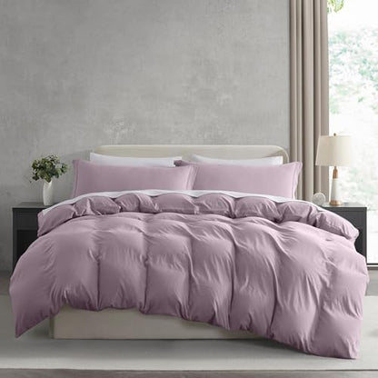 Hearth & Harbor Prewashed California King Duvet Cover Set, Dusty Purple