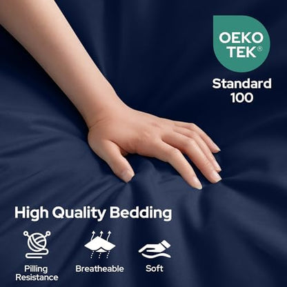 HOMEIDEAS Full Size Bed Sheets - 6 Piece Set (Navy) - Extra Soft Brushed Microfiber 1800 Bedding Sheets, Deep Pocket, Wrinkle & Fade Free