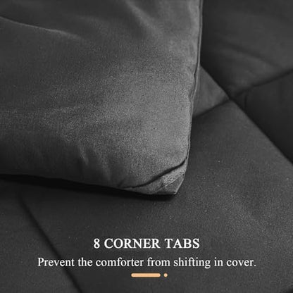 120x128 Oversized King Comforter, Extra Large King Size Comforter Oversized, All Season Soft Lightweight Quilt Down Alternative Duvet Insert with 8 Corner Tabs(120x128, Black)