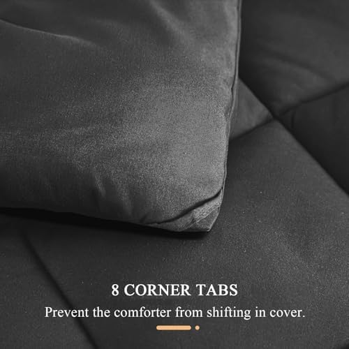 132x120 Alaskan King Comforter, Extra Large King Size Comforter Oversized, All Season Soft Lightweight Quilt Down Alternative Duvet Insert with 8 Corner Tabs(120x132, Black)