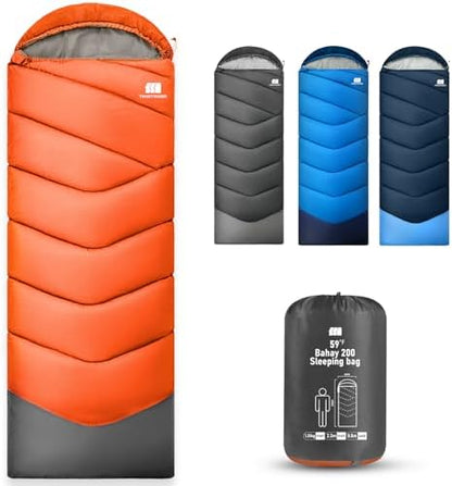 Sleeping Bags for Adults Teens, 4 Season Camping Sleeping Bag Waterproof,Machine Washable Backpacking Gear for Cool Weather,Outdoor Tent Hiking Hunting,with Compression Sack,86.6x31.5