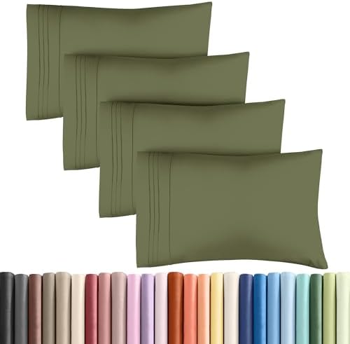 King Pillow Cases Set of 4 - Ultra Soft Pillowcase Covers - Sage Green