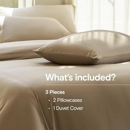 DOZ Duvet Cover Set, 100% Viscose derived from Bamboo, Organically Grown, Buttery Soft, Cooling Duvet Covers, High GSM, 1 Duvet Cover and 2 Pillowcases, 106"x90" (Dune, King/Cal King)