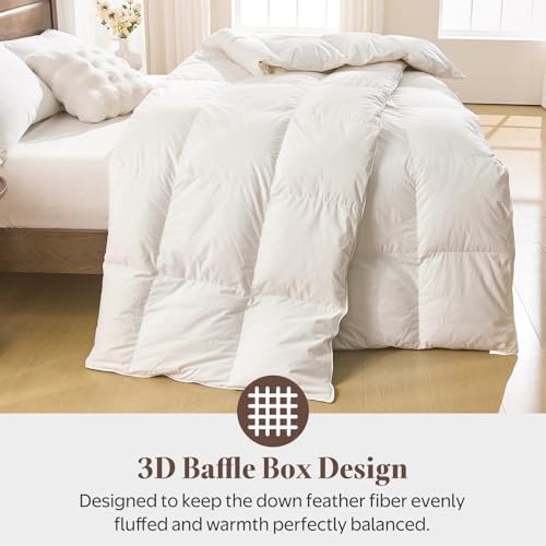 Goose Feather Down Comforter King Size, All Season Duvet Insert