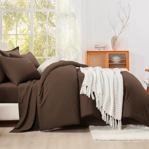 Litanika Brown Oversized Queen Comforter with Sheets - 7 Pcs Bed in a Bag