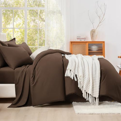 Litanika Brown Oversized Queen Comforter with Sheets - 7 Pcs Bed in a Bag