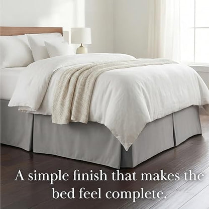 Microfiber Queen Bed Skirt 14 Inch Drop Split Corners Easy Care Steel Grey