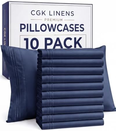 King Pillow Cases Set of 10 - Ultra Soft Pillowcase Covers - Navy Blue